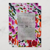 Pop der farbigen, krautfarbenen Blume Hochzeit Einladung (Vorne/Hinten)