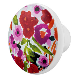 Pop der farbigen, trüben Blume der Wasserfarbe Keramikknauf