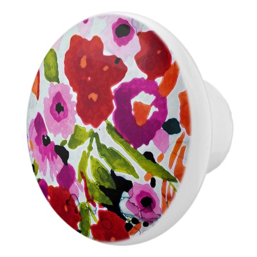 Pop der farbigen, trüben Blume der Wasserfarbe Keramikknauf (Rechts)