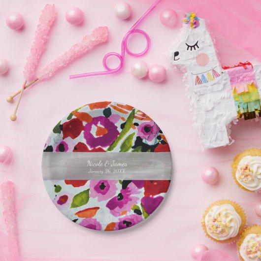 Pop der farbigen, trüben Blume der Wasserfarbe Pappteller (Party)