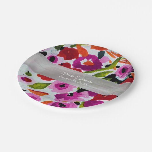 Pop der farbigen, trüben Blume der Wasserfarbe Pappteller (Schrägansicht)