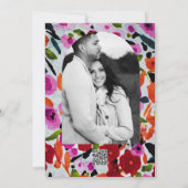 Pop der fett farbigen Inkokfarbenen Blume Bridal Einladung (Rückseite)