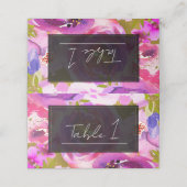 Pop der rosa und Lila, lebhaften Blumenhochzeit Platzkarte (Außenseite Aufgefaltet)