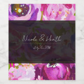 Pop der rosa und Lila, lebhaften Blumenhochzeit Weinetikett (Einzelnes Label)