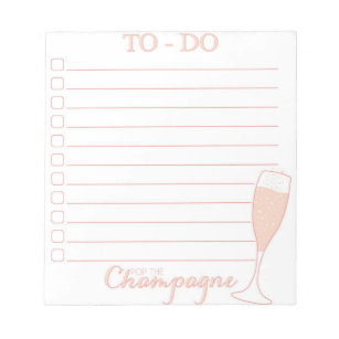 Pop der To-Do-Liste für Champagner Notizblock