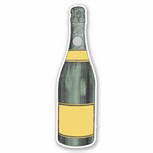Pop der Vergangenheit: Retro-Champagner-Sticker Aufkleber (Vorderseite)