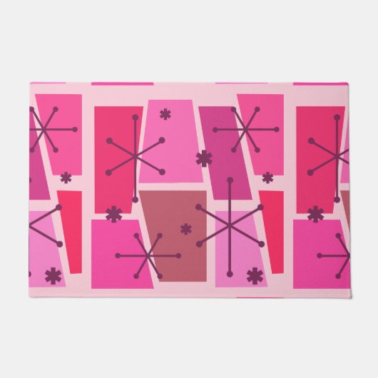 Pop des Atomzeitalters Art Hot Pink Fußmatte (Vorderseite)