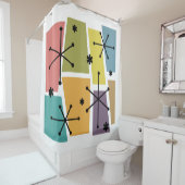 Pop des Atomzeitalters - mehrfarbig Duschvorhang (Beispiel)