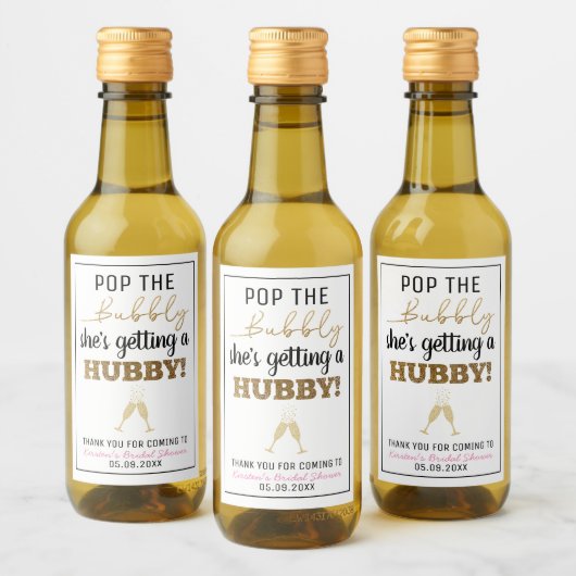 Pop des Bubbly Brunch-Brautparty Weinetikett (Flaschen)