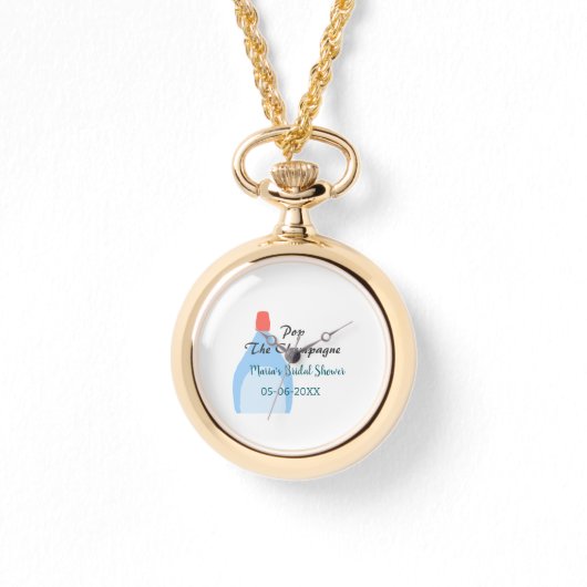 Pop des Champagner-blauen Brautparty Name Datum hi Armbanduhr (Vorderseite)