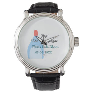 Pop des Champagner-blauen Brautparty Name Datum hi Armbanduhr