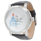 Pop des Champagner-blauen Brautparty Name Datum hi Armbanduhr (Schrägansicht)