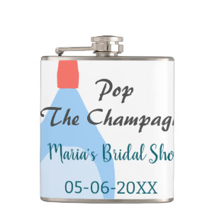 Pop des Champagner-blauen Brautparty Name Datum hi Flachmann