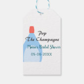 Pop des Champagner-blauen Brautparty Name Datum hi Geschenkanhänger (Rückseite)