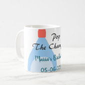 Pop des Champagner-blauen Brautparty Name Datum hi Kaffeetasse (Vorderseite Links)