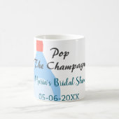 Pop des Champagner-blauen Brautparty Name Datum hi Kaffeetasse (Mittel)