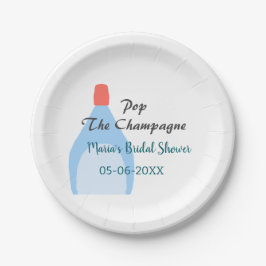 Pop des Champagner-blauen Brautparty Name Datum hi Pappteller