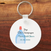 Pop des Champagner-blauen Brautparty Name Datum hi Schlüsselanhänger (Vorderseite)