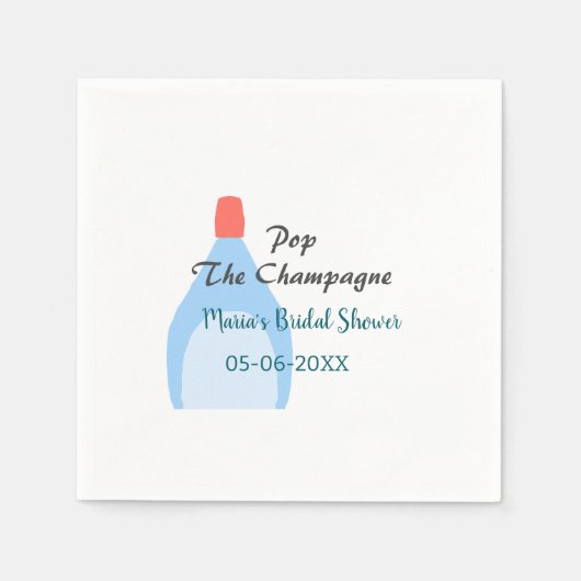 Pop des Champagner-blauen Brautparty Name Datum hi Serviette (Vorderseite)