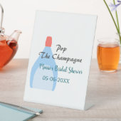 Pop des Champagner-blauen Brautparty Name Datum hi Sockelschild (In Situ)