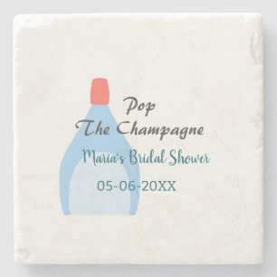 Pop des Champagner-blauen Brautparty Name Datum hi Steinuntersetzer