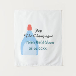 Pop des Champagner-blauen Brautparty Name Datum hi Wandteppich