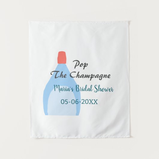 Pop des Champagner-blauen Brautparty Name Datum hi Wandteppich (Vorderseite)
