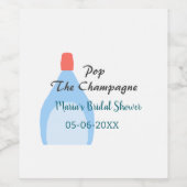 Pop des Champagner-blauen Brautparty Name Datum hi Weinetikett (Einzelnes Label)