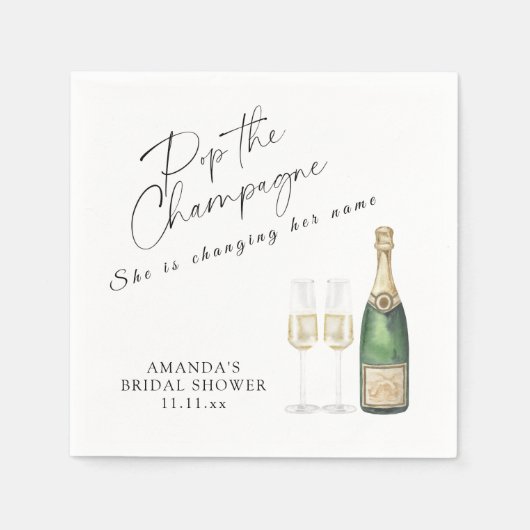 Pop des Champagner-Brautparty Serviette (Vorderseite)