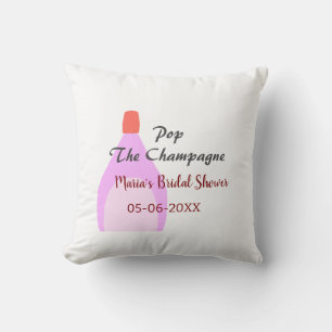Pop des Champagner-Rosa Brautparty Name Datum hinz Kissen