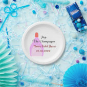 Pop des Champagner-Rosa Brautparty Name Datum hinz Pappteller (Party)