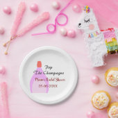 Pop des Champagner-Rosa Brautparty Name Datum hinz Pappteller (Party)