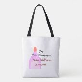 Pop des Champagner-Rosa Brautparty Name Datum hinz Tasche (Rückseite)