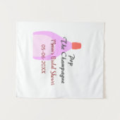 Pop des Champagner-Rosa Brautparty Name Datum hinz Wandteppich (Vorderseite (Horizontal))