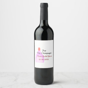 Pop des Champagner-Rosa Brautparty Name Datum hinz Weinetikett