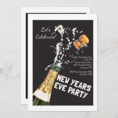 Pop des Korks zur Einladung zum Silvesterabend (Vorne/Hinten)