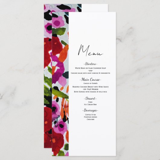 Pop des Menüs für die farbigen Blume der Wasserfar Menükarte (Vorne/Hinten)