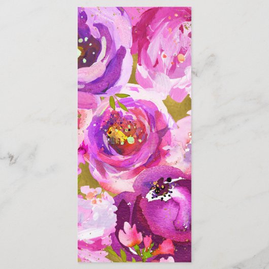 Pop des rosa und Lila, lebendigen Blumenmenüs Menükarte (Rückseite)