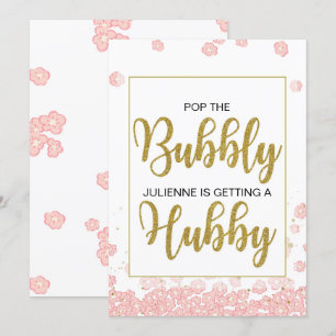 Pop, die Bubbly, die sie bekommt ein Hubby-Zeichen Einladung