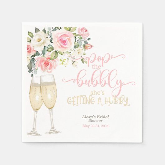 Pop, die Bubbly, die sie zum Hubby bekommt Serviette (Vorderseite)