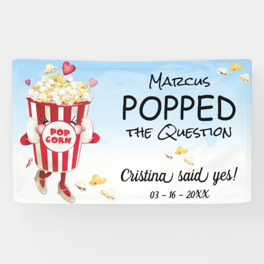 Pop Die Frage Popcorn-Verlobung Banner (Horizontal)