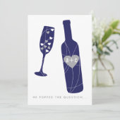 Pop die Fragen-Verlobungs-Party Einladungs-Marine Einladung (Stehend Vorderseite)