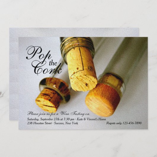 Pop die Korken-Einladung Einladung (Vorne/Hinten)