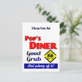 Pop Diner Retro Custom Rezept Card Postkarte (Stehend Vorderseite)