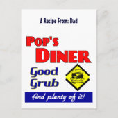 Pop Diner Retro Custom Rezept Card Postkarte (Vorderseite)