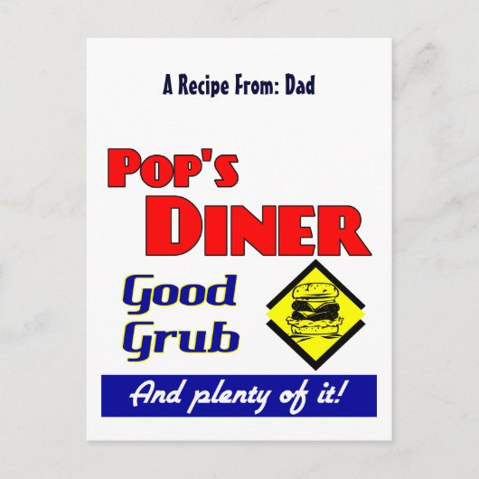 Pop Diner Retro Custom Rezept Card Postkarte (Vorderseite)