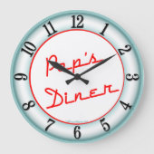 Pop Diner Retro Küchenmauer Große Wanduhr (Vorderseite)