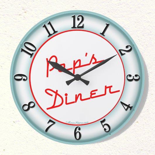 Pop Diner Retro Küchenmauer Große Wanduhr