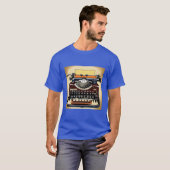 Pop eines Vintagen Schreibmaschinenherstellers Blu T-Shirt (Vorne ganz)