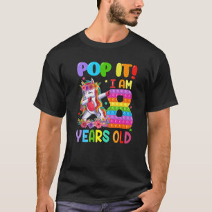 Pop Es bin ich 8 Jahre alt Dabbing Unicorn Fidget T-Shirt
